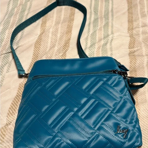 Lug Quilted Teal Blue Cross Body Bag Lug Flapper Crossbody Bag Small Teal Blue Quilted  main image 3